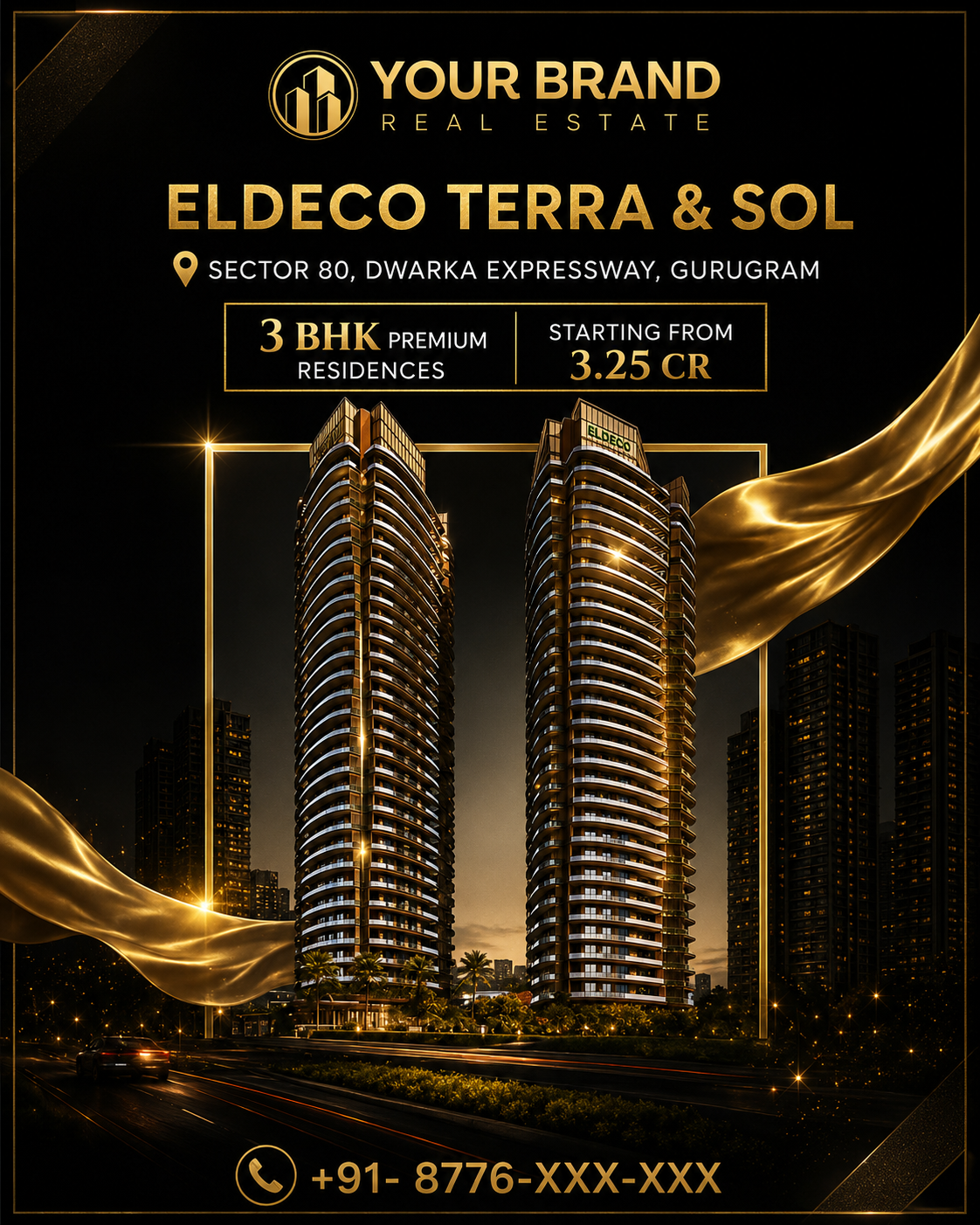 Premium residence launch creative with twin towers